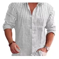 thumbnail image 4 of Playera De Hombre Camisa Con Cuello En V Algodón Lino Juven, 4 of 8