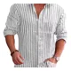 thumbnail image 4 of Playera De Hombre Camisa Con Cuello En V Algodón Lino Juven, 4 of 8