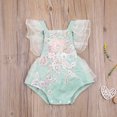 thumbnail image 3 of Douhoow Princess Newborn Baby Girls Summer Romper Ruffles Lace Embroidery Jumpsuit Cotton Sunsuit, 3 of 8