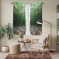 thumbnail image 6 of Dark Green Ocean Waves Kitchen Curtains 63 Inch Length, Summer Beach Coastal Abstract Tiers Curtains for Living Room Berdoom Bathroom, Light Filtering Drapes Window Treatment 2 Panels 42"Wx63"L, 6 of 8