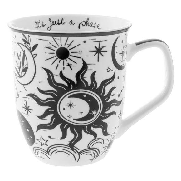 Karma Cadeaux 14 oz Tasse Boho Noir et Blanc Céleste - Tasse à Café et Thé Mignonne - Tasses à Café en Céramique pour Femmes et Hommes