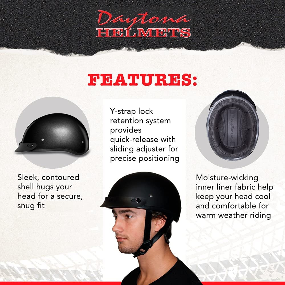 Dull Black 100% DOT Approved XL Daytona Helmets Motorcycle Half Helmet German 
