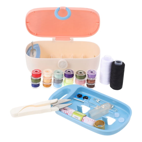 Soimiss Portable Pink Sewing Tool Box Compact and Durable for Needlework Storage