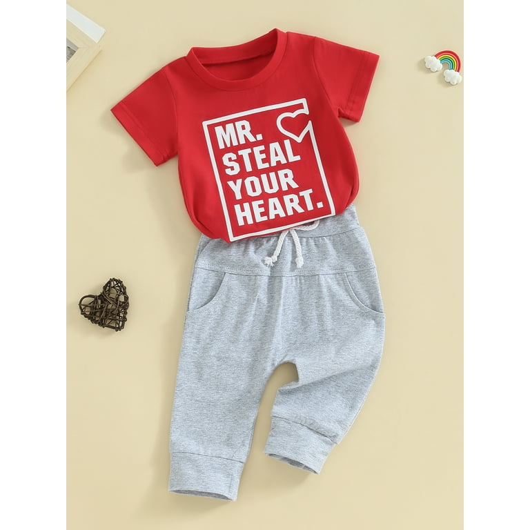 Suealasg Toddler Boy Valentine's Day Clothes 6M 1T 2T 3T Baby Boy