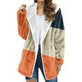 thumbnail image 2 of Womens Sherpa Jacket Fleece Long Sleeve Hoodie Zip Up Coats Fashion Printed Winter Warm Cardigan with Pockets (L, Orange), 2 of 5