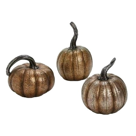 - Set of 3 Thanksgiving Autumn Harvest Bronze Finish Pumpkin Table Top Decorations