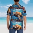 thumbnail image 4 of Teaboi Colorful Underwater Sea Turtle for Men's Short Sleeve Hawaiian Shirt, Button Down Shirt for Beach Vacation,Medium, 4 of 7