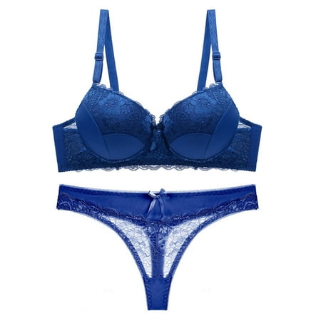 

Lingerie for Women Push Up Lace Flowers Top Pants Underwear Sleepwear Bra and Panty Sets for Women Lingerie Sets Blue 42