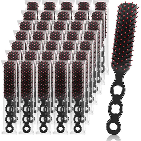 wonima44 36 Pack Hair Brushes Bulk for Women, Homeless Supplies Bulk, Travel Detangling Disposable Hair Brush Set, Individually Wrapped Hairbrushes Supplies for Hotel Charity Shelter Church (Black)