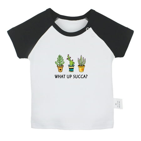 

What Up Succa Cactus Funny T shirt For Baby Newborn Babies T-shirts Infant Tops 0-24M Kids Graphic Tees Clothing (Short Black Raglan T-shirt 12-18 Months)