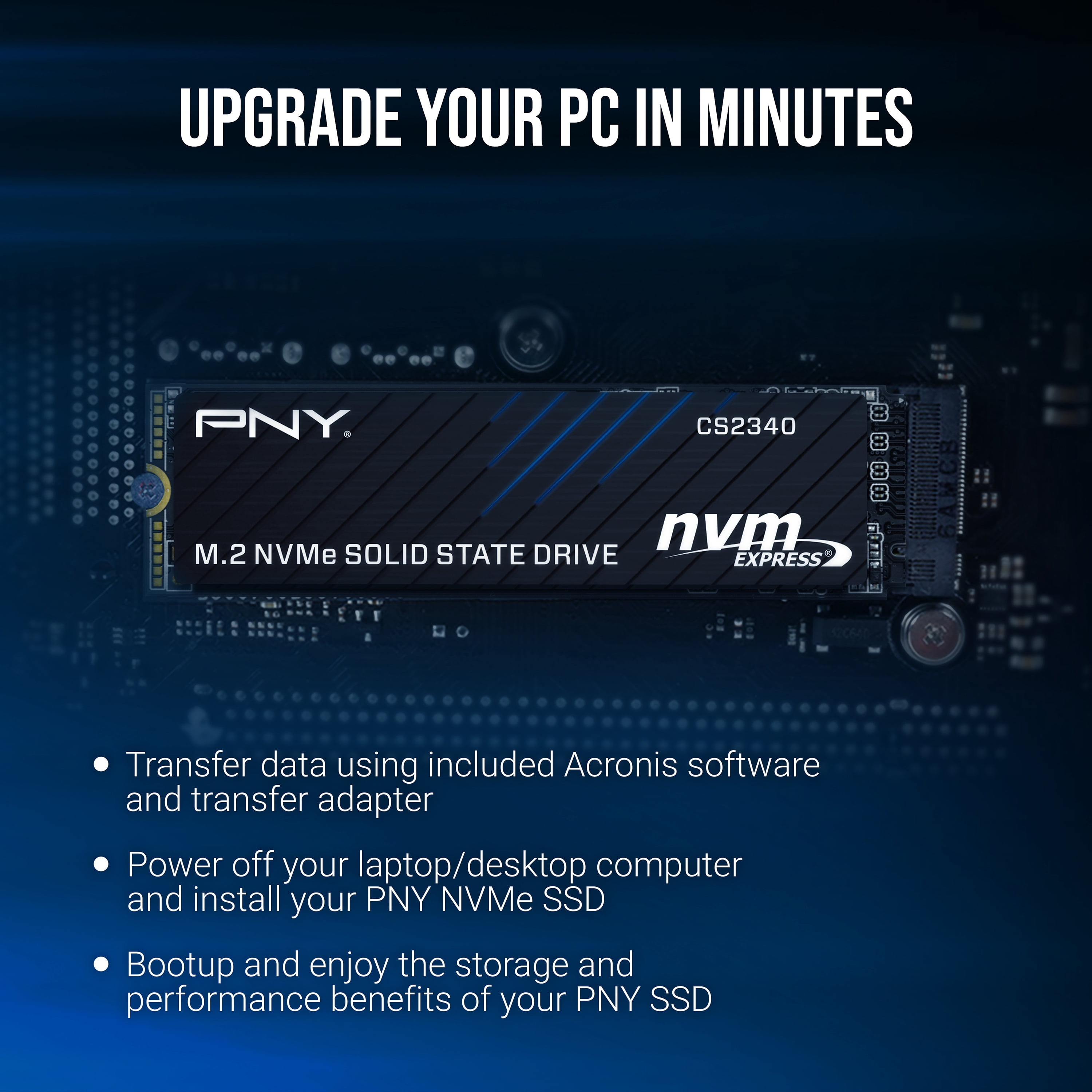 PNY CS2340 500GB PCIe Gen4 x4 NVMe M.2 Internal SSD Kit -up to 7400 MB/s Read