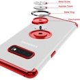 thumbnail image 3 of Designed for Samsung Galaxy S10 Plus / S10+ Case 6.4" Rotating Ring Holder Crystal Clear Back Shock-Absorption Electroplated Frame Soft TPU Bumper Cover Phone Case - Red, 3 of 14