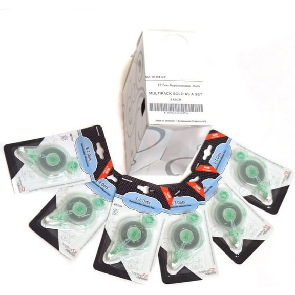 MegHaloo 3L Scrapbook Adhesives E-Z Dots Repositionable Runner Refill Cartridge, 43 Feet-Set of 6, E-Z Dot Runner is...