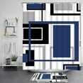 thumbnail image 2 of Juego de 4 cortinas de ducha de color naranja quemado con alfombrillas antideslizantes, tapa de inodoro y alfombrilla de baño, cortina de ducha geométrica abstracta moderna con 12 ganchos, juego de, 2 of 7