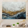 thumbnail image 2 of Designart "Modern Contemporary Abstract Grey and Gold II" Abstract Marble Metal Wall Decor, 2 of 5