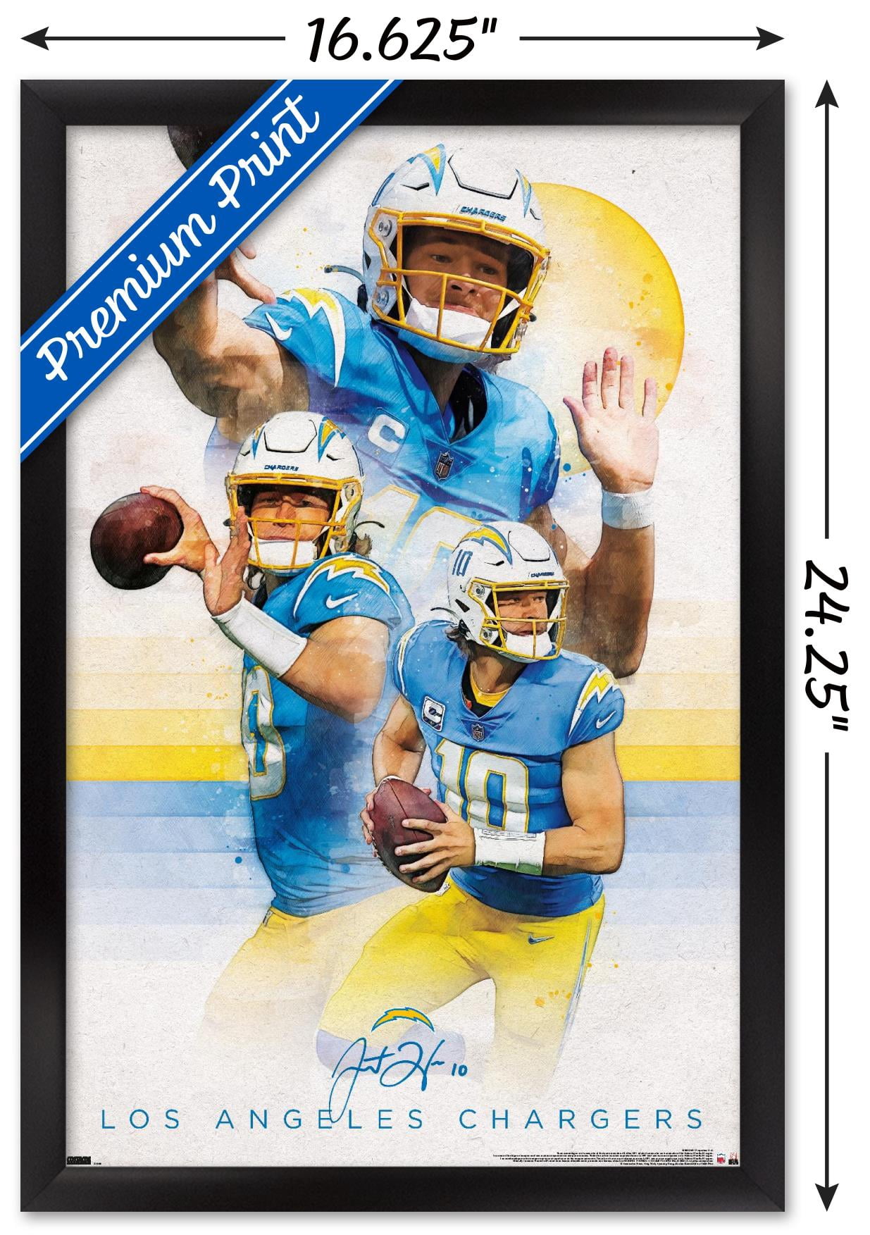 NFL Los Angeles Chargers - Justin Herbert 22 Wall Poster, 14.725" x 22.375" Framed
