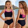 thumbnail image 2 of WMQPNNS Girl's Swimsuits Adjustable Spaghetti Straps Back Cut Out Bikini Set Two Piece Bathing Suits Girl Swimwear, Size 15-16 Years, bc1-Hot Pink2, 2 of 5