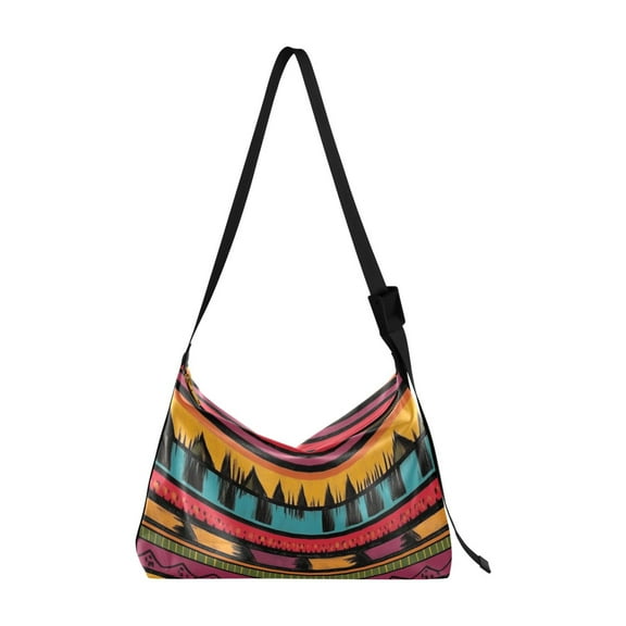 Crafted from premium leather, the Ultra Soft, on-trend Women's Hobo Handbag is a large satchel that makes a statement. Colorful Ethnic Stripe Pattern