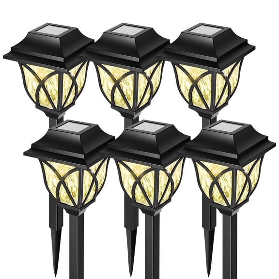 TopZoo Solar Lights Outdoor Pathway, 6 Pack Solar Garden Stake Lights for Yard Patio Walkway Planter Pool, LED Waterproof, Warm White