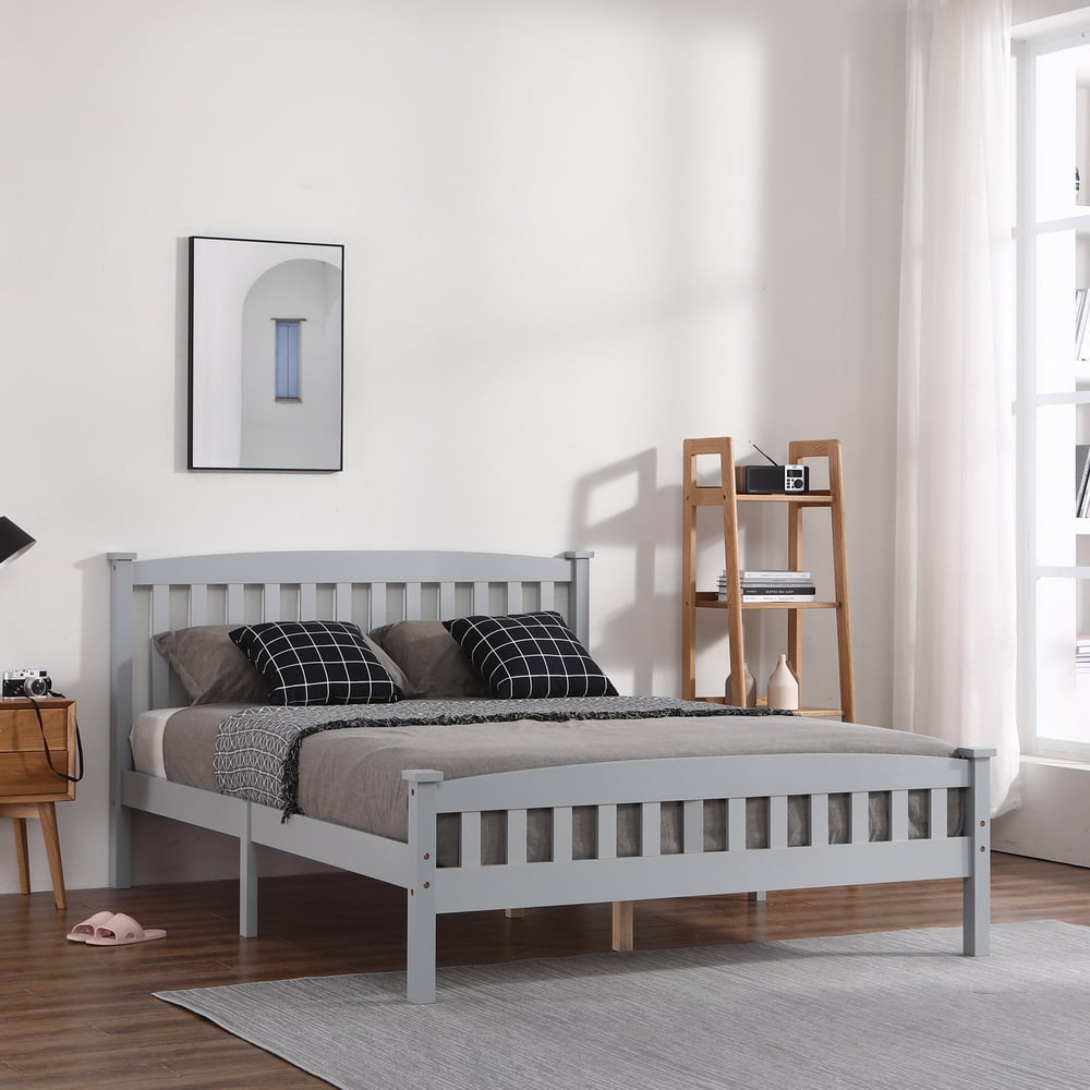 Kepooman Pine Platform Bed Frame with Headboard/wood Plank Support/no Spring Required/easy to Assemble, Queen Size-Gray Kepooman Pine Platform Bed Frame with Headboard/wood Plank Support/no Spring Required/easy to Assemble, Queen Size-Gray