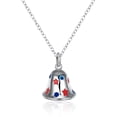 thumbnail image 3 of Brass Enamel Pendant Necklace Christmas Bell Silver 17.7" P23, 3 of 7