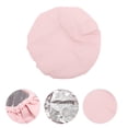 thumbnail image 3 of Unique Bargains 1 Pc Women Portable Shower Cap for Bathroom Hotel Vacation Business Travel Pink Satin EVA, 3 of 3