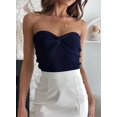 thumbnail image 4 of Womens Tube Tops Summer Sweater Twist Knot Front Knit Bandeau Strapless Ribbed Sleeveless Y2K Corset Crop Top, 4 of 6