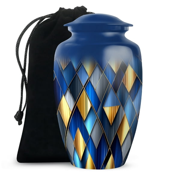 SABURIAL Blue Funeral Decorative Ashes - Ash Burials for Human Ashes - 10 Inch - Large with Velvet Bag - Memorial Urn for Ash - Decorative Funeral Urn - Human Remains Urns for Mom & Dad