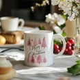 thumbnail image 2 of Pink Christmas Trees Coffee Mugs, Farmhouse Merry Christmas Ceramic Mug, Xmas Festival Coffee Cup, Christmas Holiday Drinking Party Mugs for Table Decortaions, 11oz Ceramic Cup White, 2 of 6