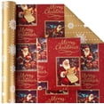 thumbnail image 5 of NeoMart-Vintage Santa Christmas Wrapping Paper 3 Rolls Set,Red Burgundy Retro Kids Heavy Duty Premium Traditional Gift Wrap,Cute from North Pole,Matte Gold Snowflake Plaid Reversible,Total 48.6sq.ft, 5 of 11