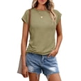 thumbnail image 1 of KYAIGUO Chemise à Manches Courtes pour Femmes, Pull Décontracté en Coton, Col Rond, T-Shirts d'Été, S-2TG, 1 of 6