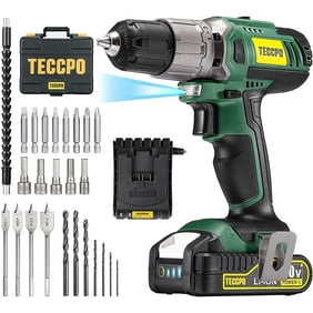 TECCPO Cordless Drill Driver Set with 29 Pcs Accessories, 2-Speed, Max 310In-lbs, 2.0Ah Battery, 60-Min Fast Charger, 21+1Torque Setting - BHD100D