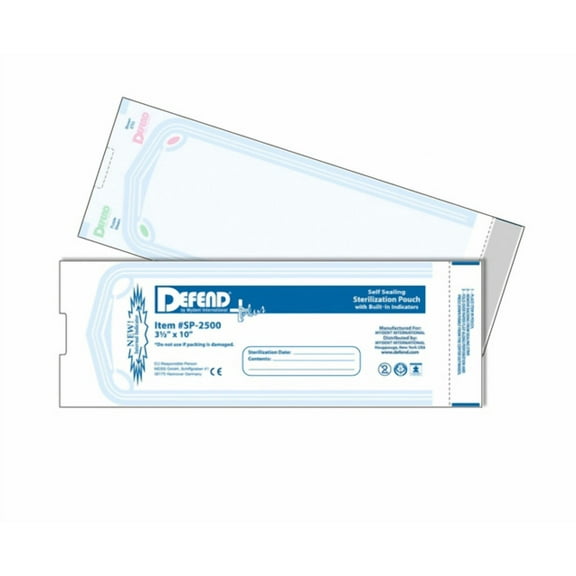 Mydent SP2500 Defend Plus Self Sealing Sterilization Pouches 3.5" X 10" 200/Box