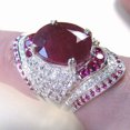 thumbnail image 3 of Sparkling Inlaid False Ruby Stone Finger Ring Engagement Band Women Jewelry Gift, 3 of 6