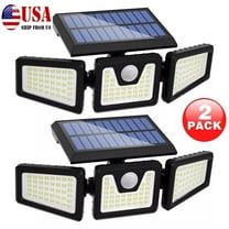 WERCHTAY 2-Pack Solar Outdoor Lights, 2000LM 74LED 3-Head Motion-Sensor Security Flood Light, IP65 Waterproof, 3 Lighting Modes for Yard, Garage & Patio