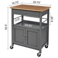 thumbnail image 3 of eHemco Kitchen Island Cart on Wheels with Drawer, Storage Cabinet, Shelf and Natural Bamboo Top Butcher Block, 35.5 Inches Height, Gray Base, 3 of 9