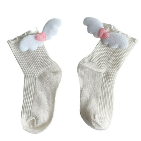 

SIEYIO Kids Baby Girls Frilly Ruffled Ribbed Cotton Crew Socks Cute Cartoon Angel Wing Sweet Love Heart Bowknot Princess Infant Tollder Mid Tube Hosiery