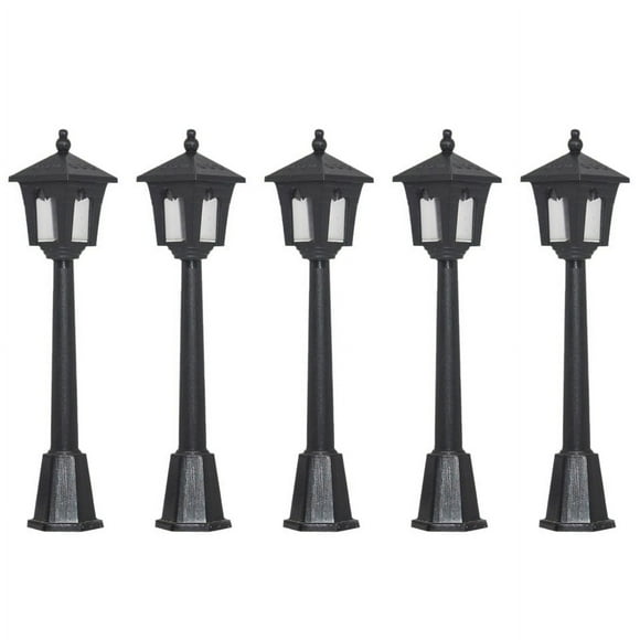 5 Pack Mini Miniature Street Lamp Model Railroad Train Post Lamp Black Lamp Outdoor Channel Lamp Post For Doll House Decoration Miniature Landscape Fairy Garden Lighting Accessorie