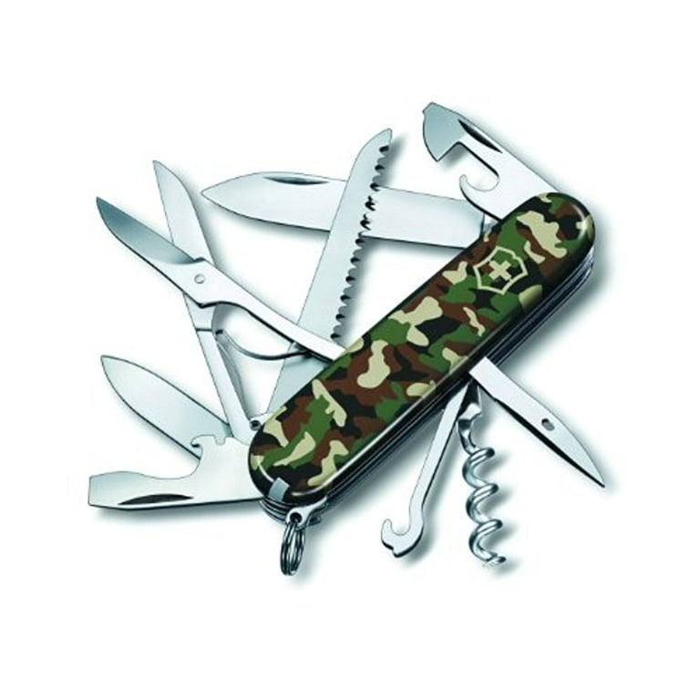 Victorinox Swiss Army Huntsman Pocket Knife + Leather Pouch + Pocket Knife  Sharpener - Top Value Bundle! 