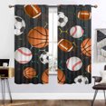 thumbnail image 3 of basketball Printed Curtain Panels Soccer football baseball hexagon geometry Blackout Window Treatment Thermal Insulated Drapes for Kitchen/Bedroom W55 x L63 Inch, 3 of 5