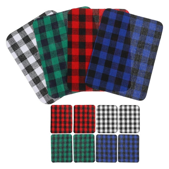 12 Pcs Plaid Cloth Patches Iron On for Shirt Skirt Shoes Clothing Repair and Decoration Jeans Decor