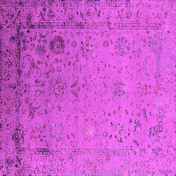 Ahgly Company Indoor Square Oriental Pink Industrial Area Rugs, 6' Square