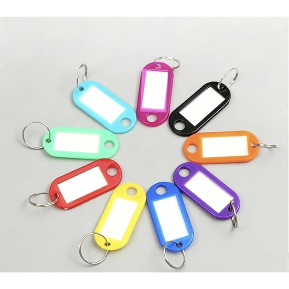 Vruelia 20 Pack Tough Plastic Key Tags Keychain Key Ring ID Label Tags Random Colors