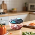 thumbnail image 5 of Manual Chopper Vegetable Chopper Small Gray Blue Hand Chopper for Kitchen Multi Functional Kitchen Chopper with Container for Vegetables Meat Onions Garlic Single Pack, 5 of 5