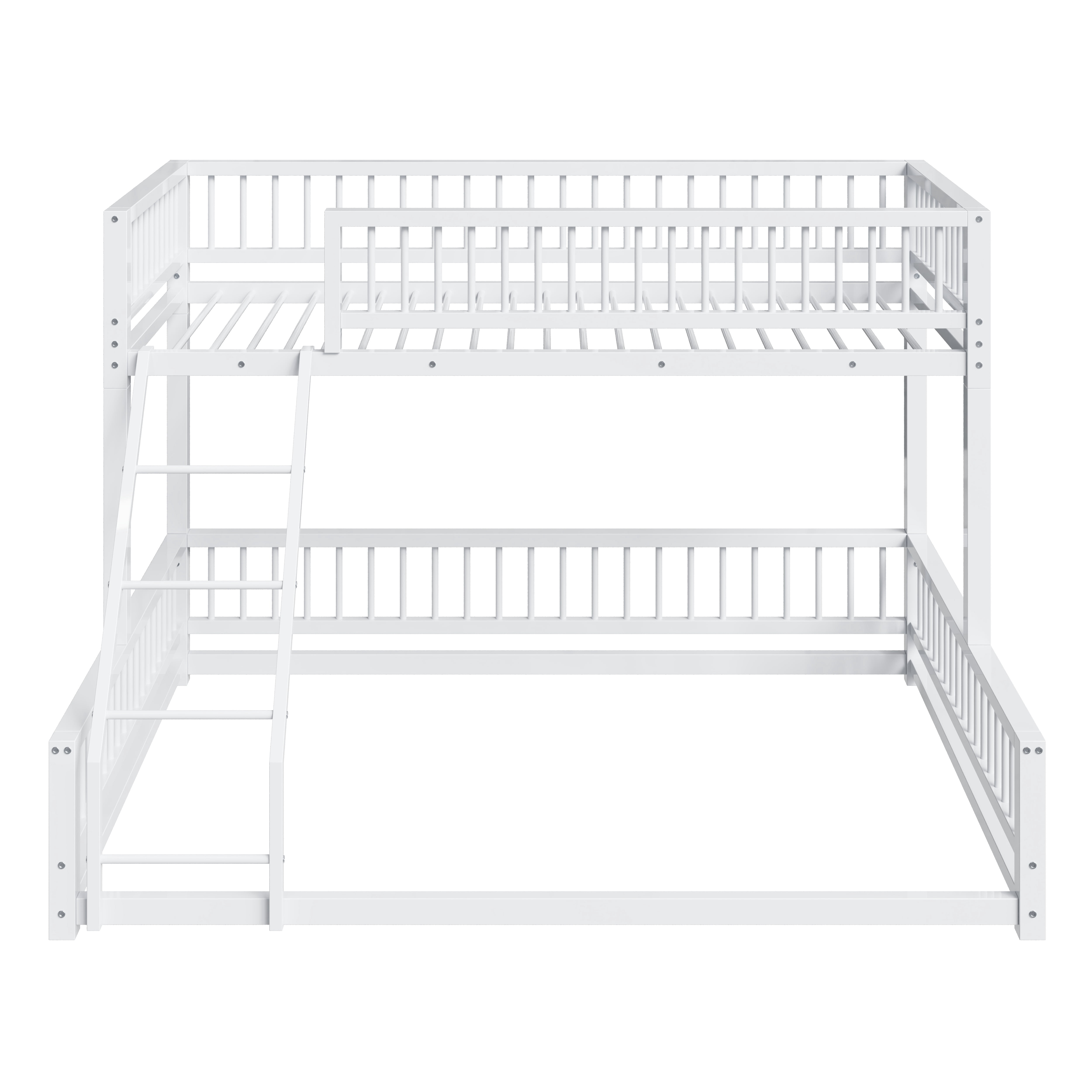 Noble House Twin XL over Queen Bunk Bed, Heavy Duty Metal Frame with Integrated Ladder and Safety Guardrails, White