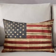 thumbnail image 3 of American Flag Throw Pillow Cover 20 x 26 Inch Decorative Pillow Cover Retro USA Flag Blue Red Vintage Wooden Lumbar Pillowcase Seasonal Rectangle Cushion Case for Couch Sofa Bed Living Room, 3 of 7