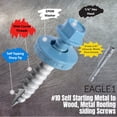 thumbnail image 4 of EAGLE 1 (250 Count) Metal Roofing Screws Painted Hex Washer Head Sheet Metal Roof Screw. Self Starting/self Tapping Metal to Wood, Sheet Metal Roofing siding Screws (2", Hawaiian Blue), 4 of 6