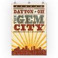 thumbnail image 3 of Dayton, Ohio, Skyline and Sunburst Screenprint Style (24x36 Giclee Gallery Art Print, Vivid Textured Wall Decor), 3 of 3