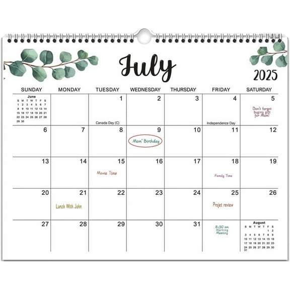 EXERAUO Wall Calendar 2025, Desk Calendar 14" x 11", Desk Calendar from JUL 2025 - DEC 2026, Writing Blocks, Julian Dates, Spiral Bound,18 Months Calendar for Home,Office,School