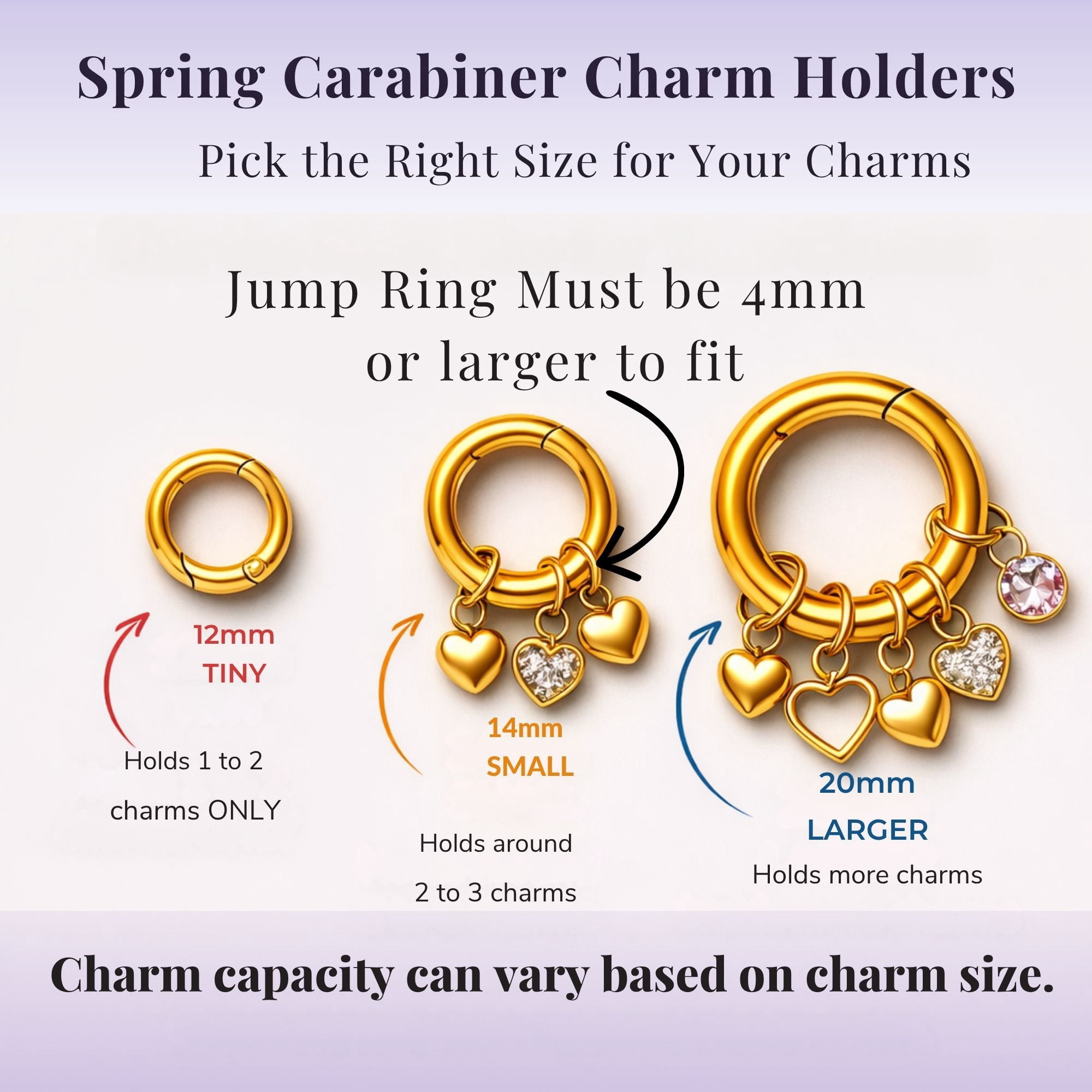 Carabiner Charm Necklace for Women O Link Chain Round Holder Stainless Steel by Ginger Lyne